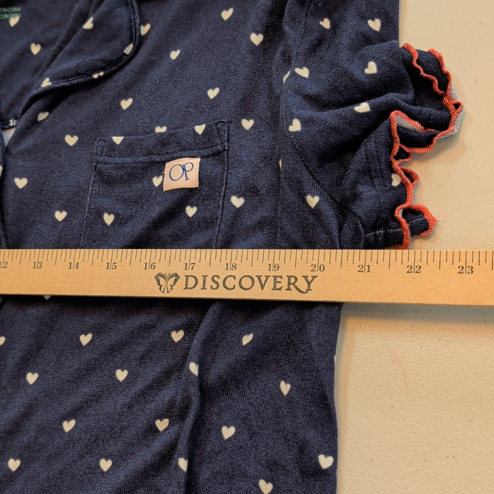 OP, Ocean Pacific, Blue Heart Print Pajama Short Set. Large - Picture 6 of 11